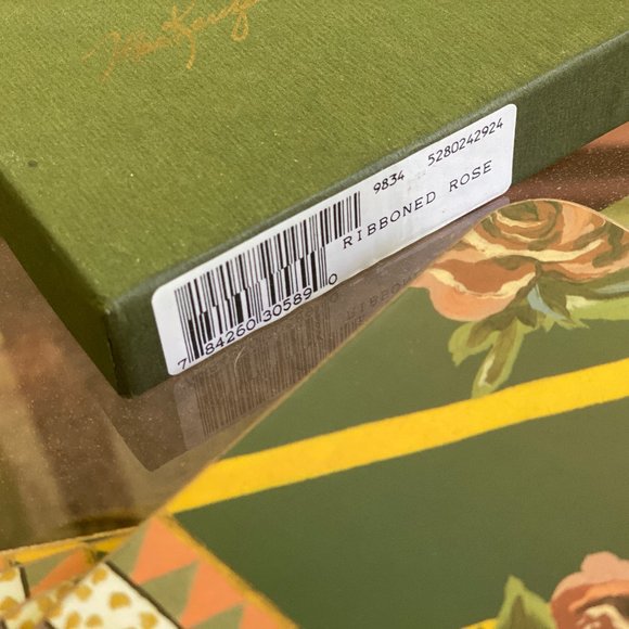 NIB: MacKenzie Childs Set of 4 Ribboned Rose Cork Backed Coasters - Picture 3 of 5